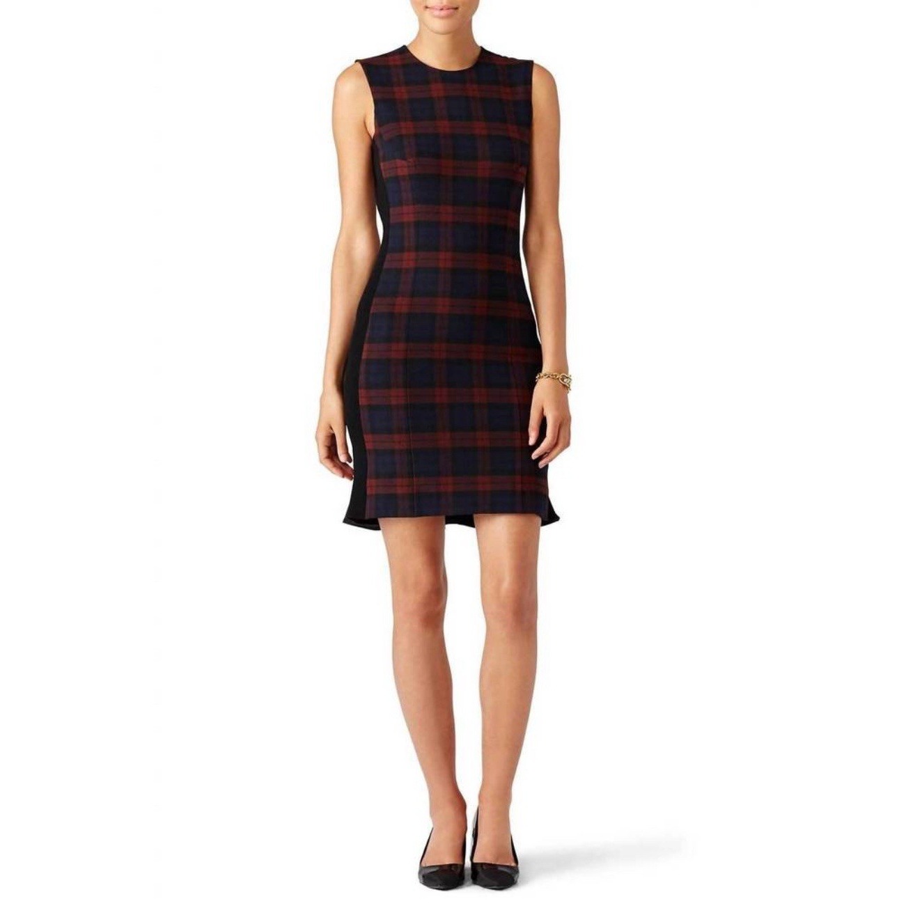 Derek Lam 10 Crosby Dres Plaid Tartan Godet Mini Dress Nwt Sz 6